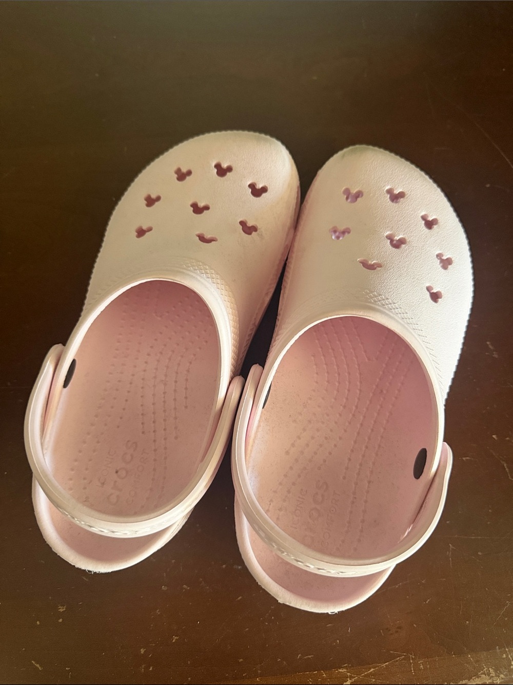 CROCS Kids Classic Clog in Light Pink with Heart Cutouts